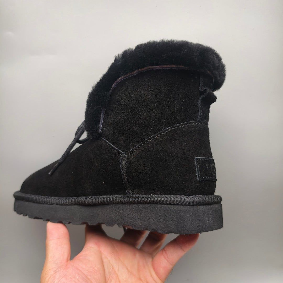 4576 Lace-Up Mid-Calf Casual Boots – Black
