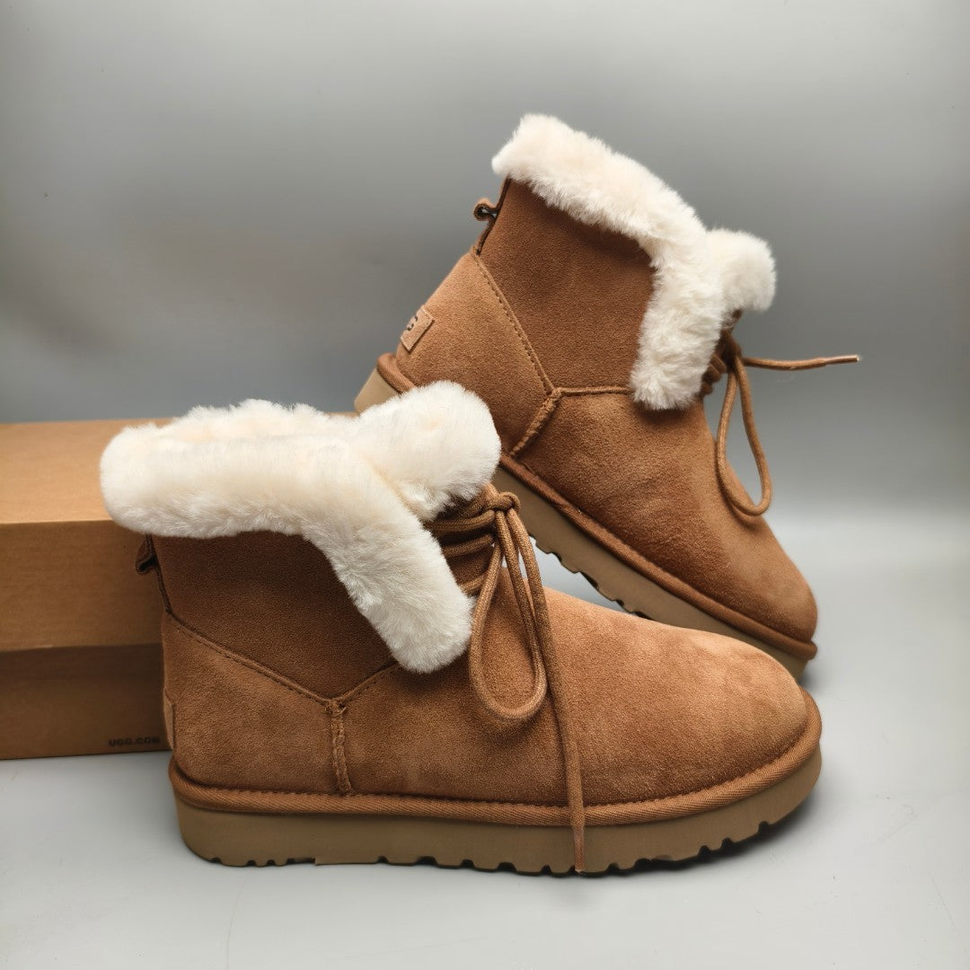 4576 Lace-Up Mid-Calf Casual Boots – Chestnut