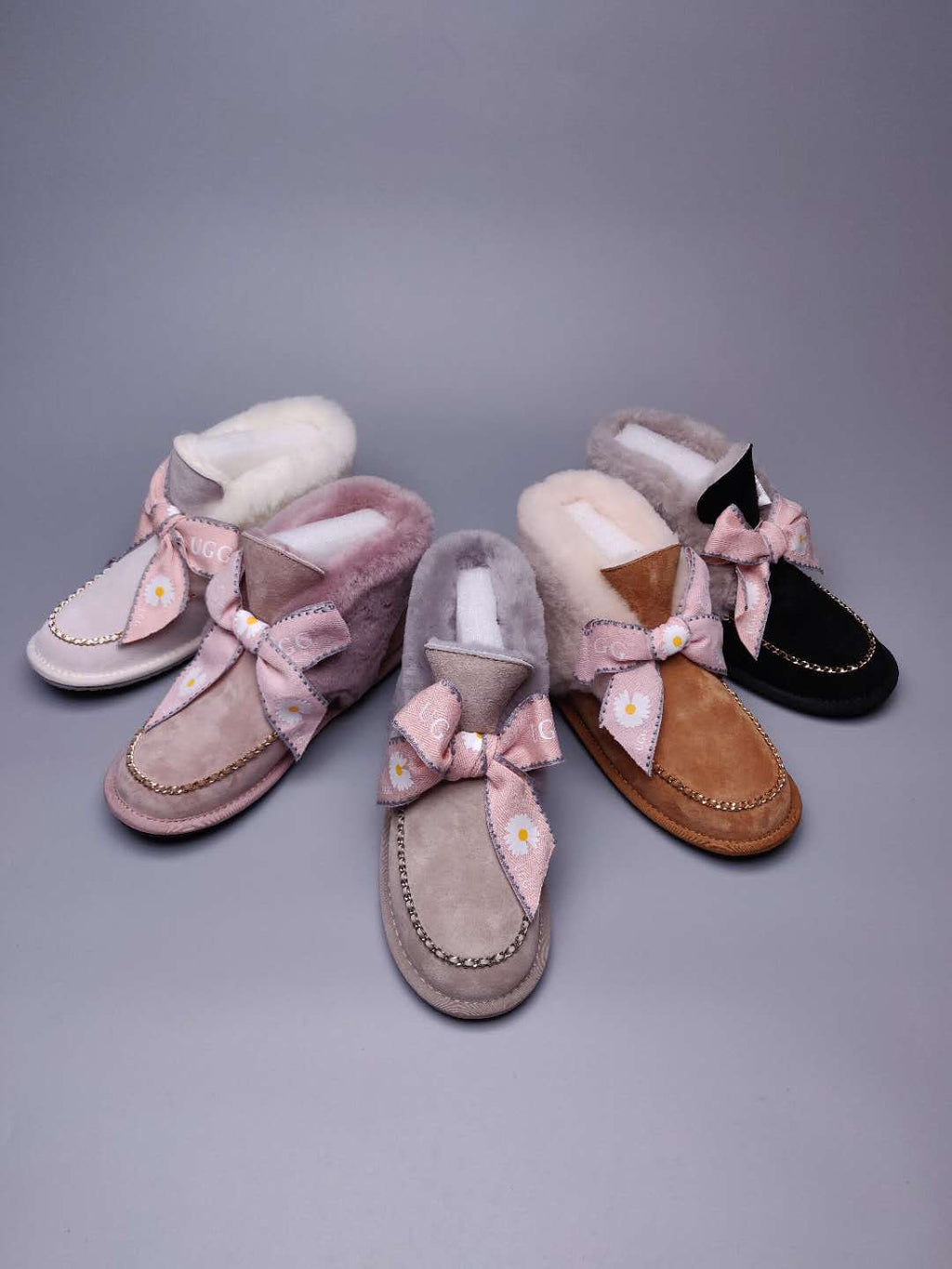 7888 Daisy Chain-and-Ribbon Detail Shoes – Dusty Pink