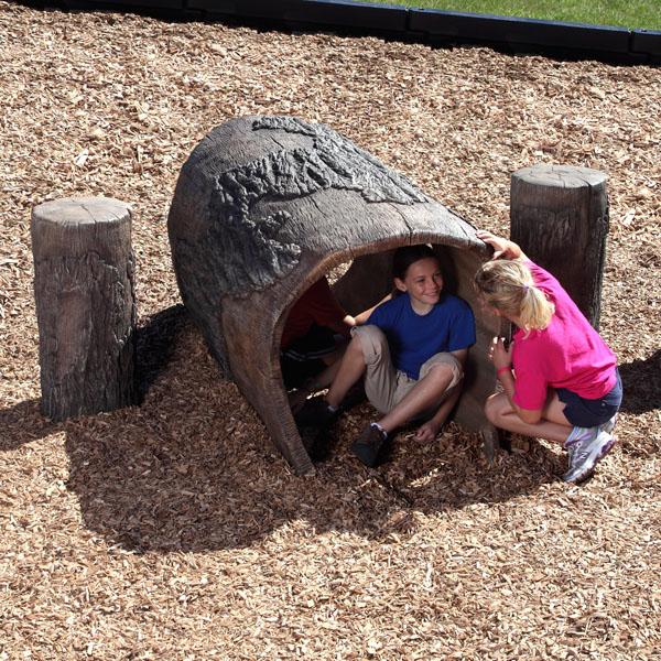 Nature Themed Playground Log Tunnel