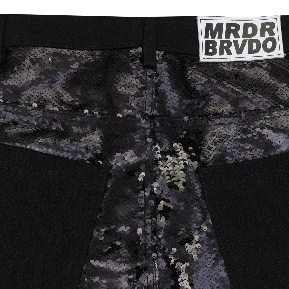 BLACK SEQUIN POCKET TROUSERS