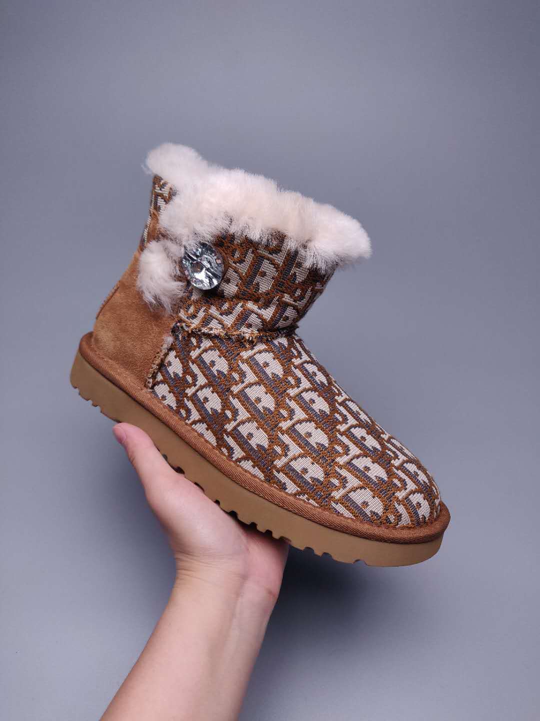 6554 Fabric-Texture Shoes – Chestnut