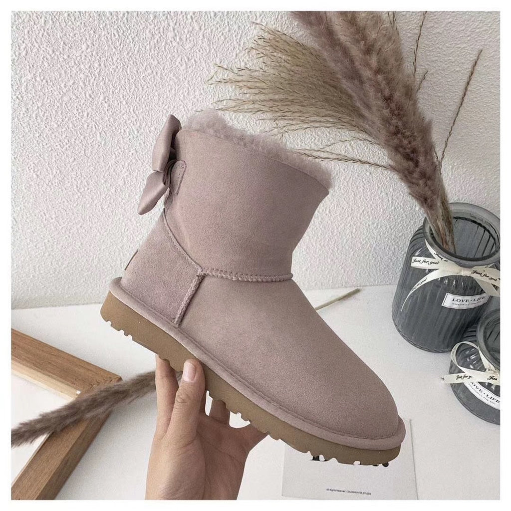 3130 Bow-Detail Ankle Boots – Dusty Pink