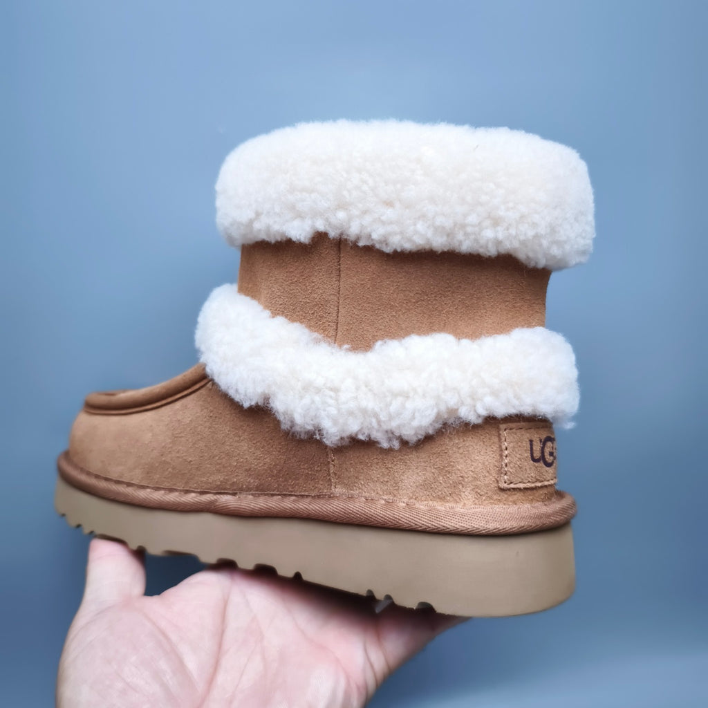 5410 Curly-Texture Large-Logo Mid-Top Boots – Chestnut