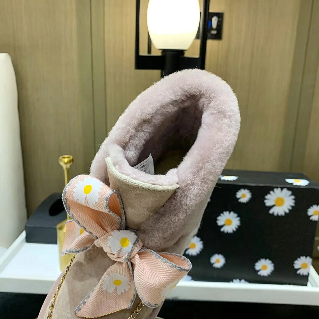 7888 Daisy Chain-and-Ribbon Detail Shoes – Dusty Pink