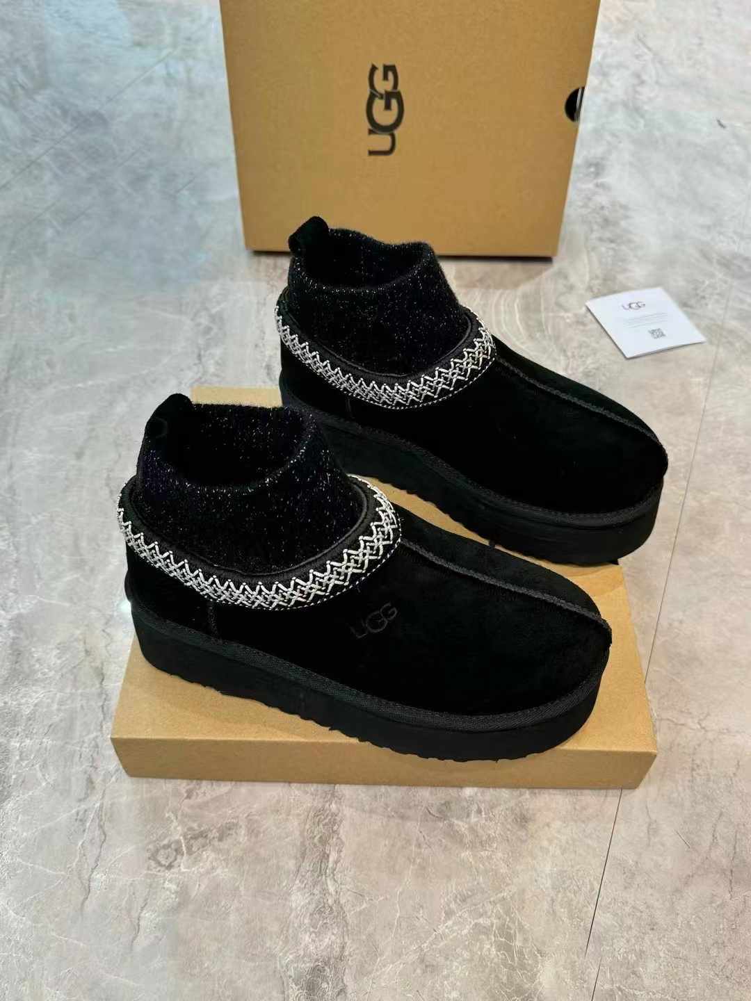 1125956 Boho-Inspired Suede Winter Boots with Sock Cuff