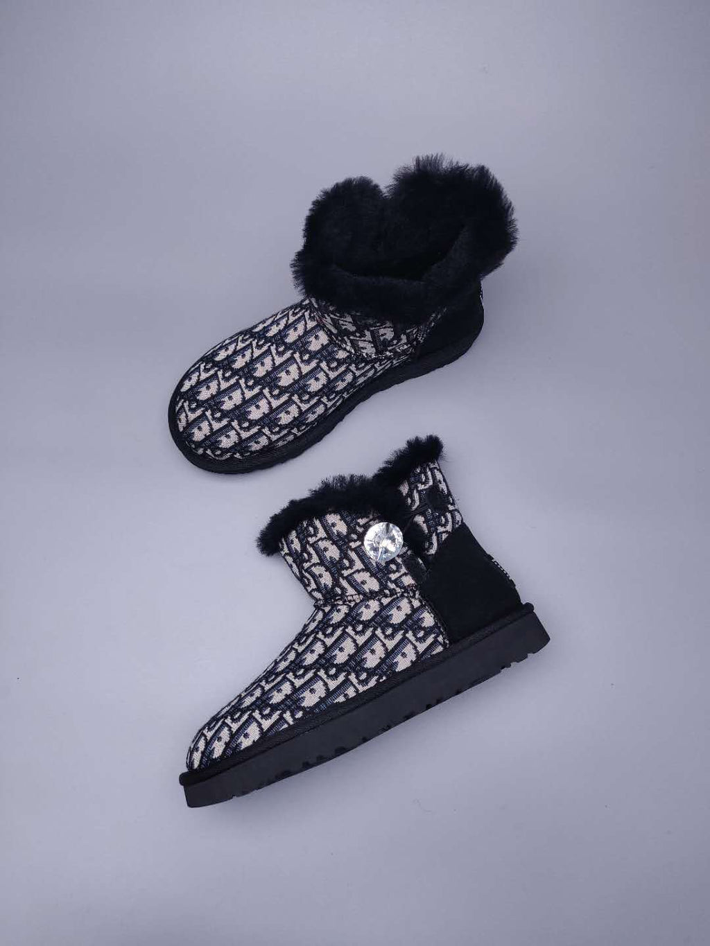 6554 Fabric-Texture Shoes – Black