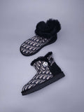 6554 Fabric-Texture Shoes – Black