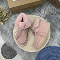3090 Fluffy-Trim Lace-Up Ankle Boots – Pink