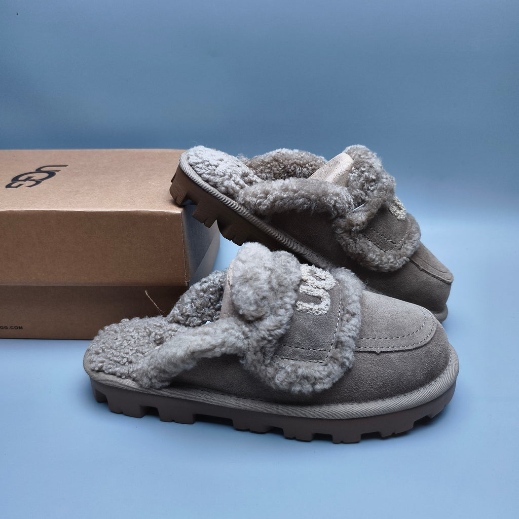 1206 Curly-Texture Logo Slippers – Antelope Brown
