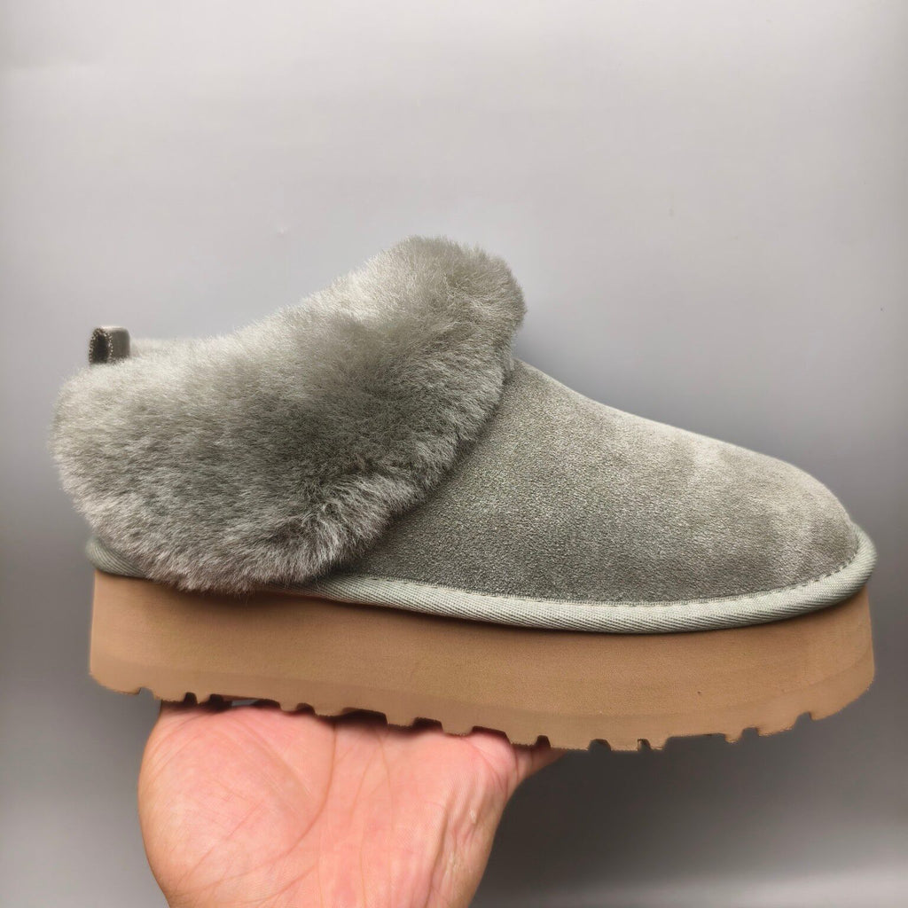 1393 Suede-Style Platform Slip-On Shoes – Green