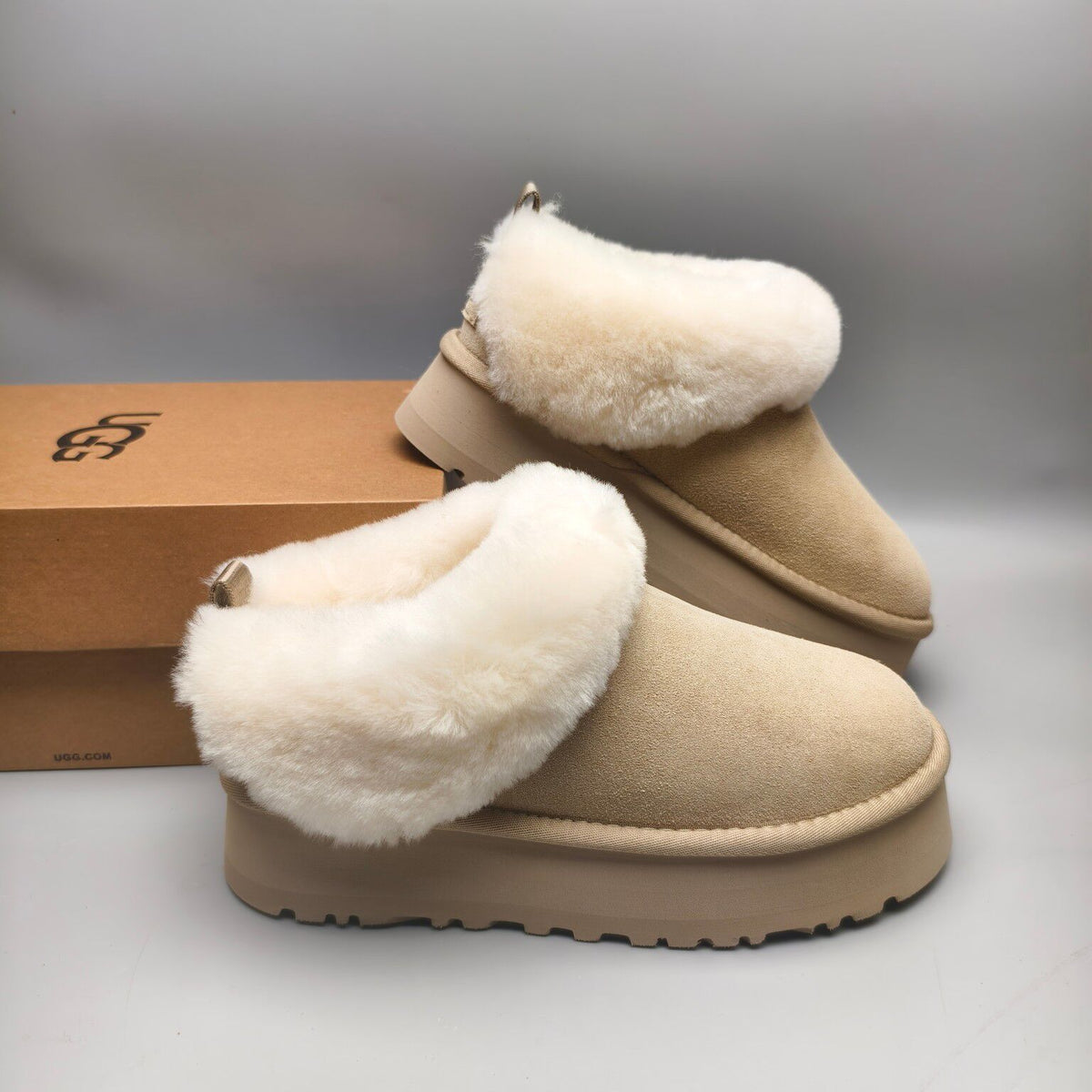 1393 Suede-Style Platform Slip-On Shoes – Sand