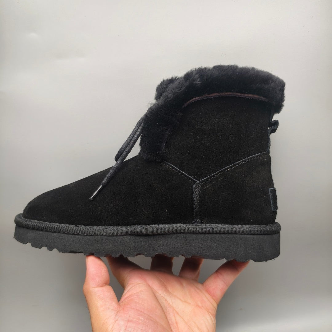 4576 Lace-Up Mid-Calf Casual Boots – Black