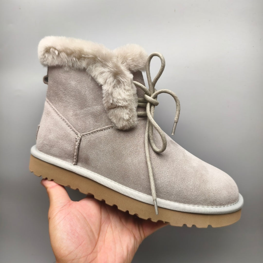 4576 Lace-Up Mid-Calf Casual Boots – Gray