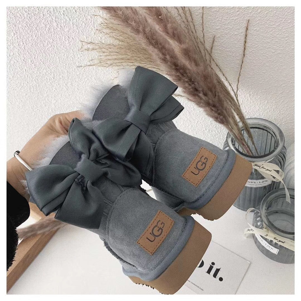 3130 Bow-Detail Ankle Boots – Gray