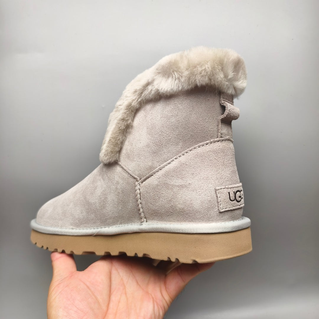 4576 Lace-Up Mid-Calf Casual Boots – Gray