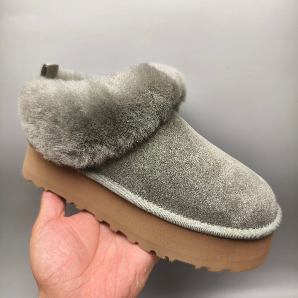 1393 Suede-Style Platform Slip-On Shoes – Green