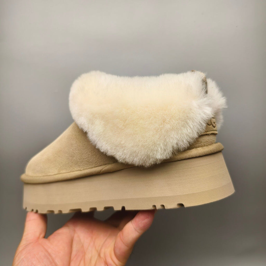 1393 Suede-Style Platform Slip-On Shoes – Sand
