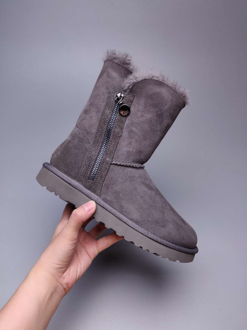 2480 Side-Zip Mid-Calf Boots – Gray