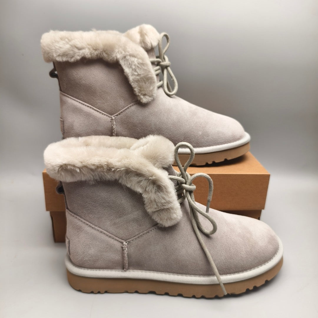 4576 Lace-Up Mid-Calf Casual Boots – Gray