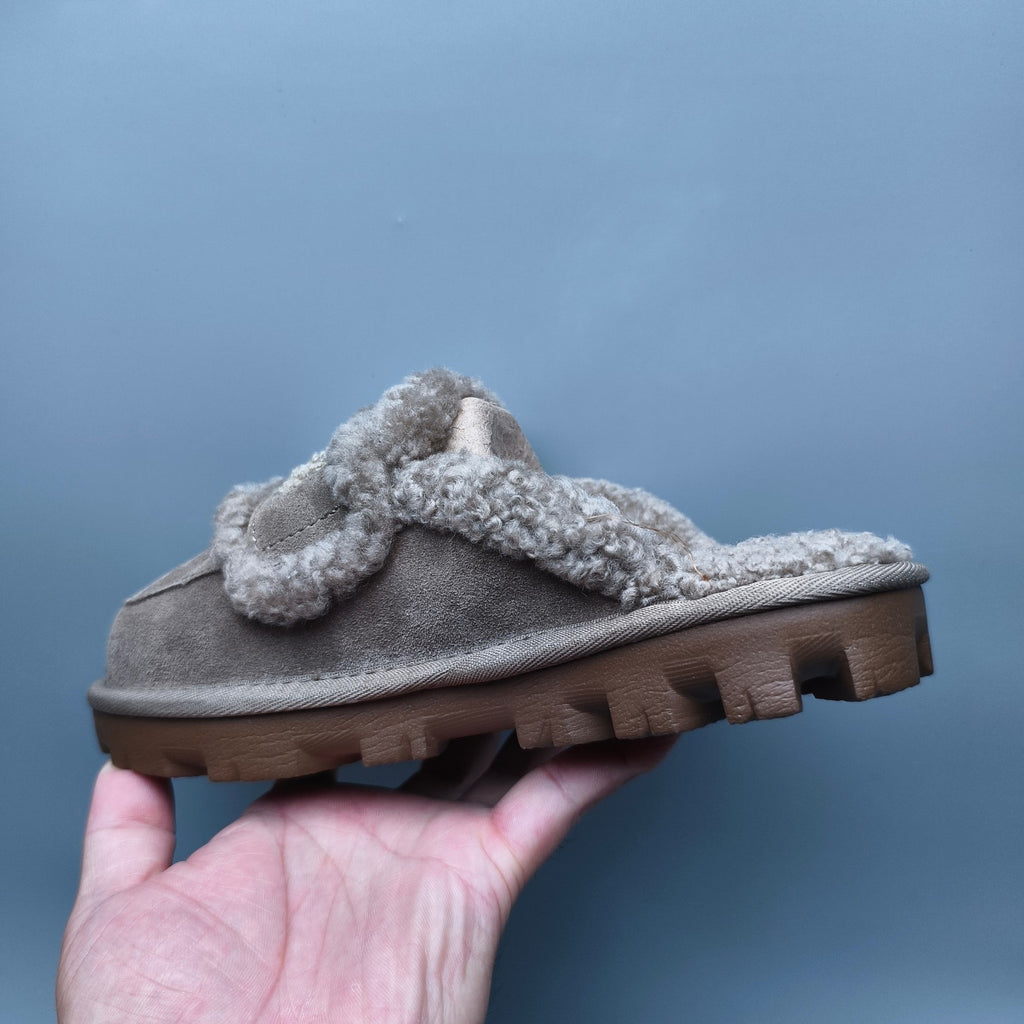 1206 Curly-Texture Logo Slippers – Antelope Brown