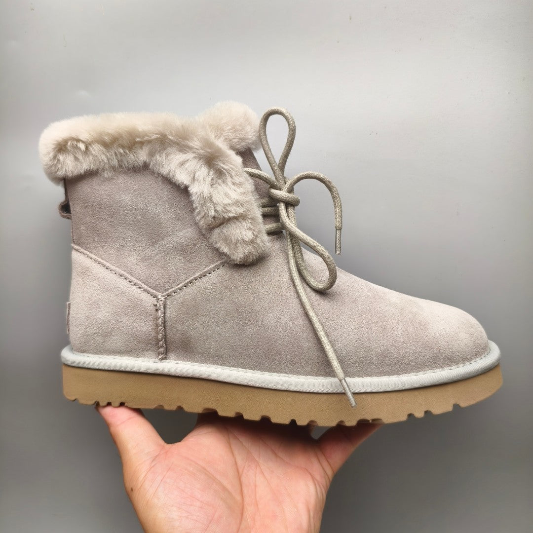 4576 Lace-Up Mid-Calf Casual Boots – Gray