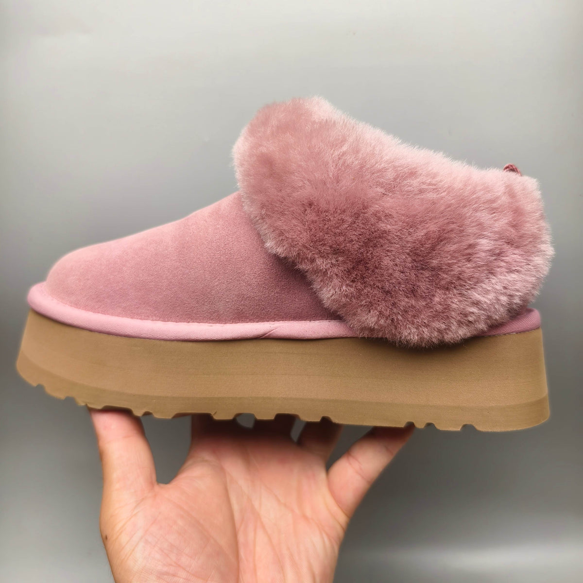 1393 Suede-Style Platform Slip-On Shoes – Pink