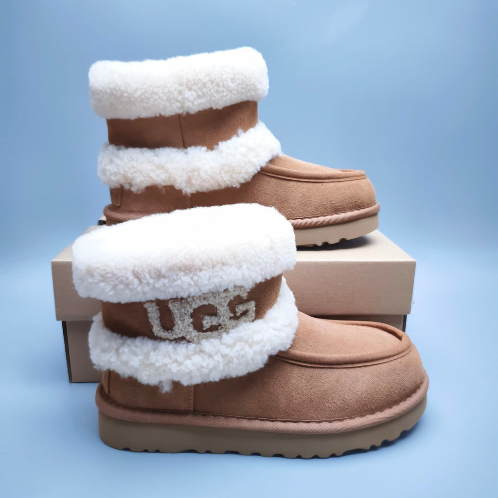 5410 Curly-Texture Large-Logo Mid-Top Boots – Chestnut