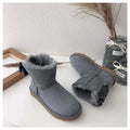 3130 Bow-Detail Ankle Boots – Gray