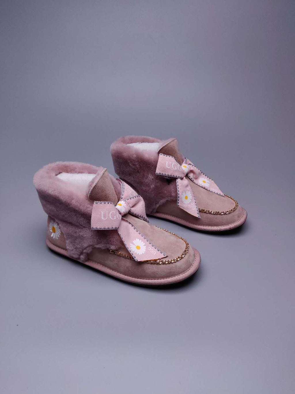 7888 Daisy Chain-and-Ribbon Detail Shoes – Dusty Pink