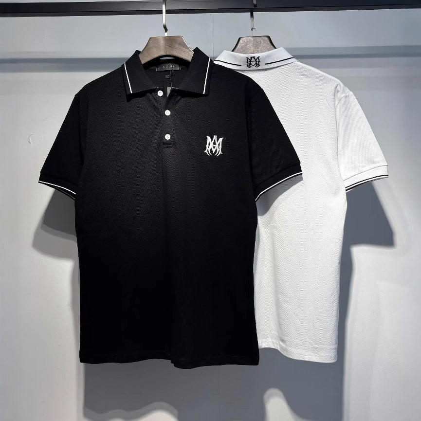 Amiri Embroidered Letter Loose Short Sleeve Polo Shirt Unisex