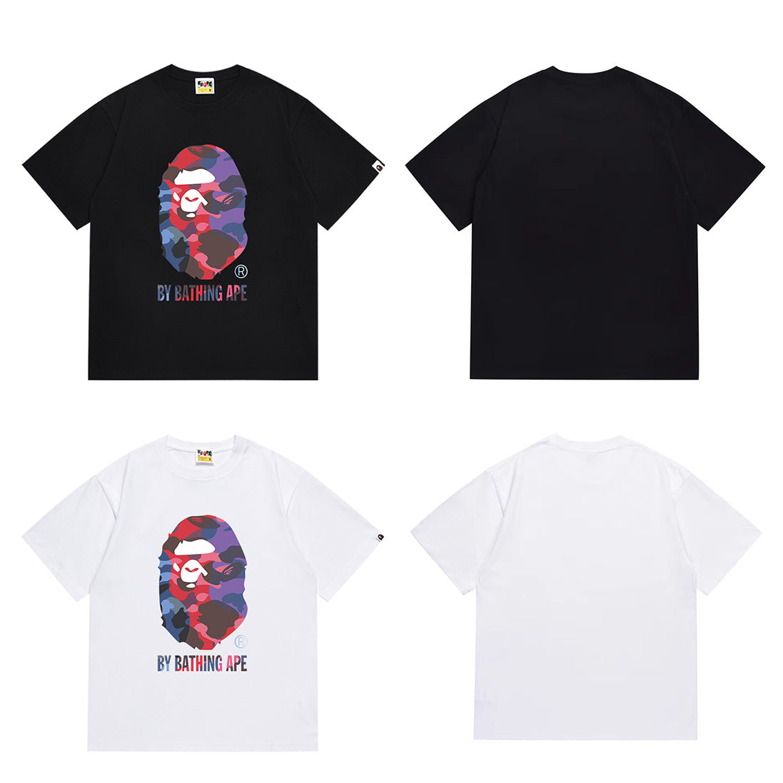 Bape Camo Ape Head Multi‑Color Crew Neck Streetwear Tee Unisex