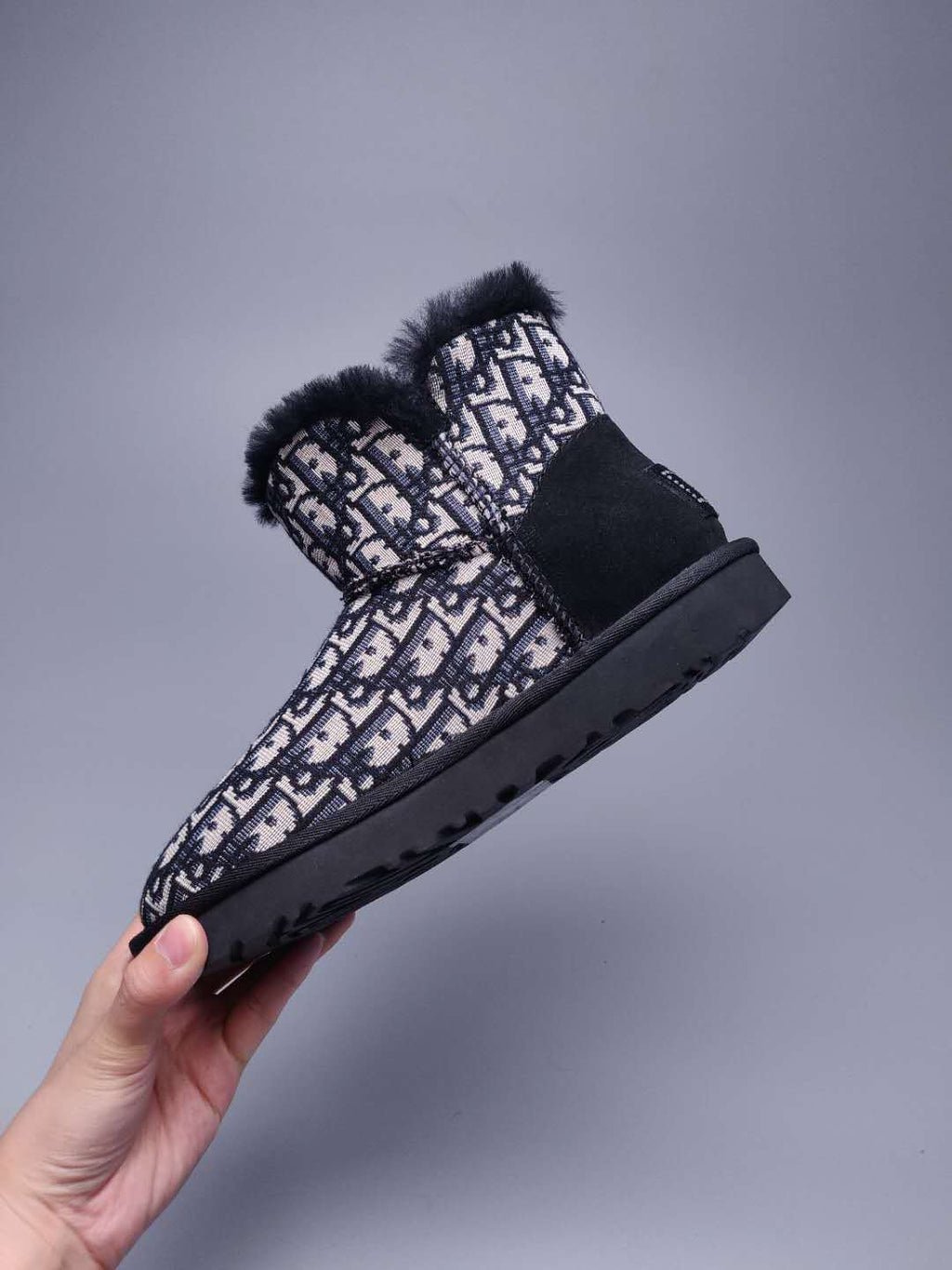 6554 Fabric-Texture Shoes – Black