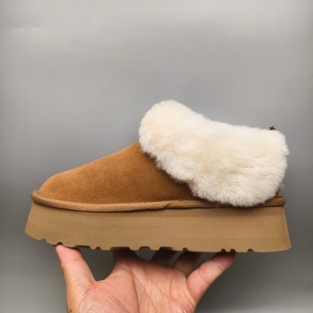 1393 Suede-Style Platform Slip-On Shoes – Chestnut