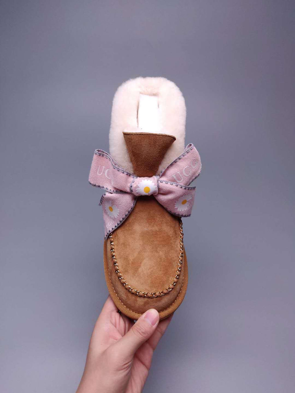 7888 Daisy Chain-and-Ribbon Detail Shoes – Chestnut
