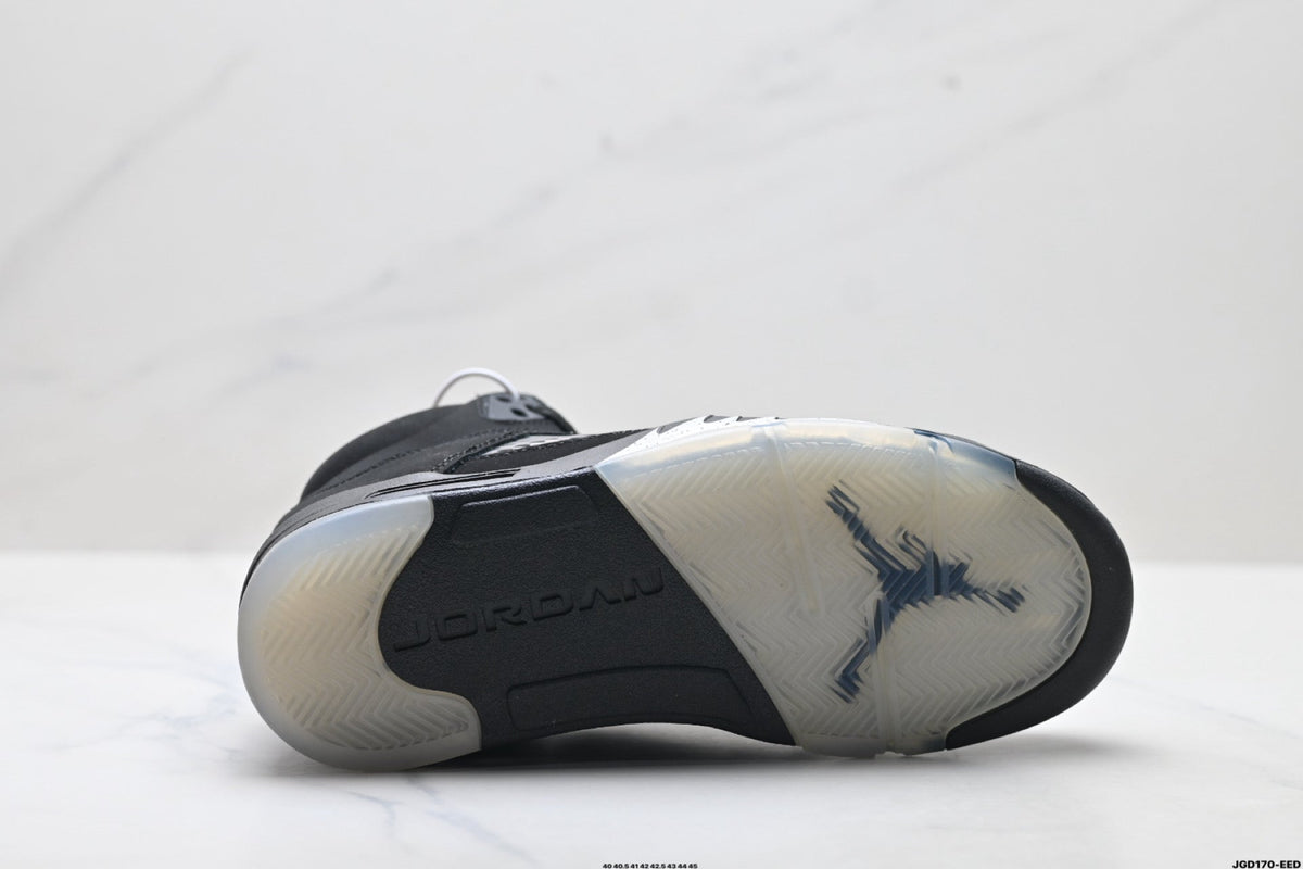 Air Jordan 5 Retro Black Metallic Silver Sneakers