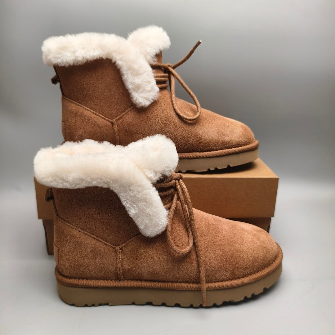 4576 Lace-Up Mid-Calf Casual Boots – Chestnut
