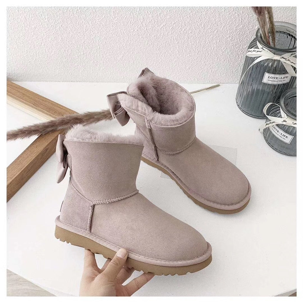 3130 Bow-Detail Ankle Boots – Dusty Pink