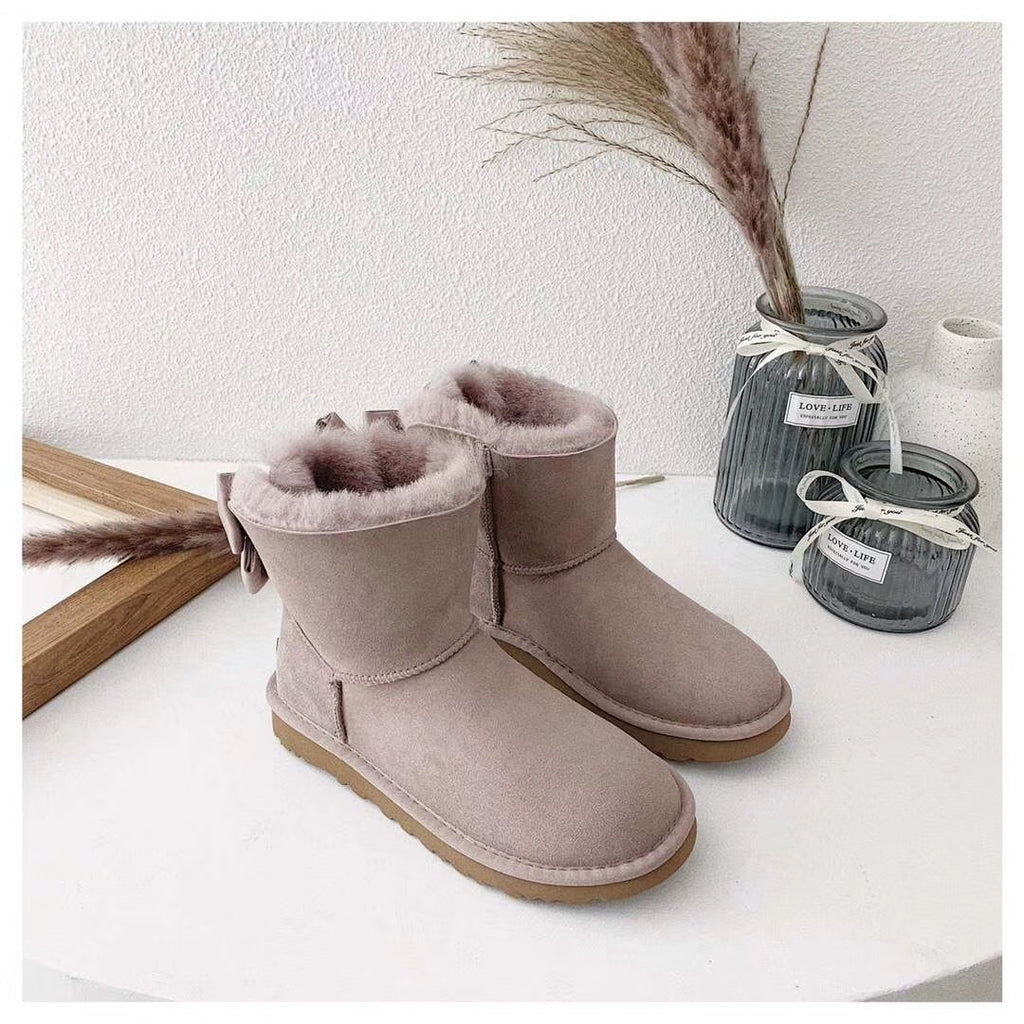 3130 Bow-Detail Ankle Boots – Dusty Pink