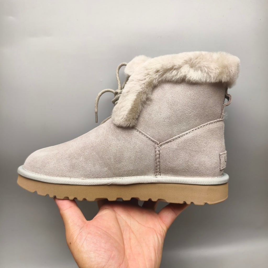 4576 Lace-Up Mid-Calf Casual Boots – Gray