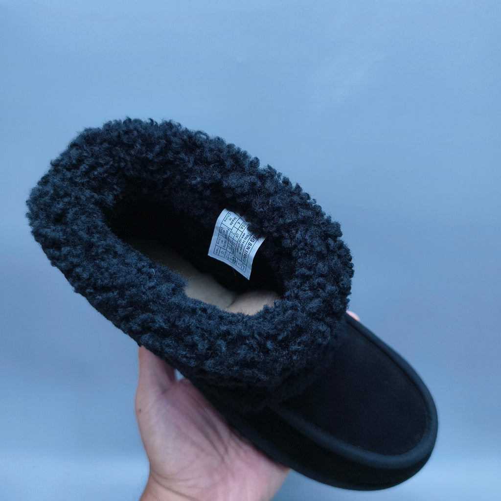 5410 Curly-Texture Large-Logo Mid-Top Boots – Black