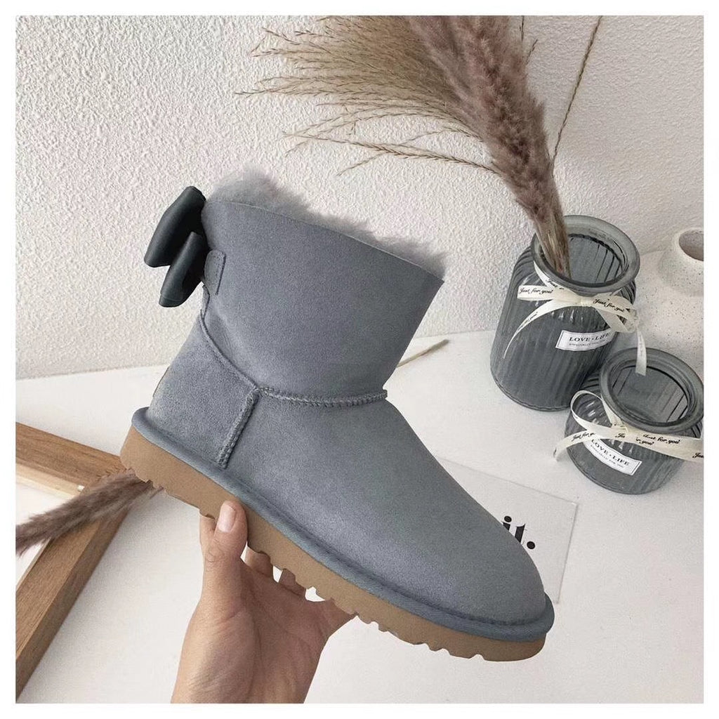 3130 Bow-Detail Ankle Boots – Gray