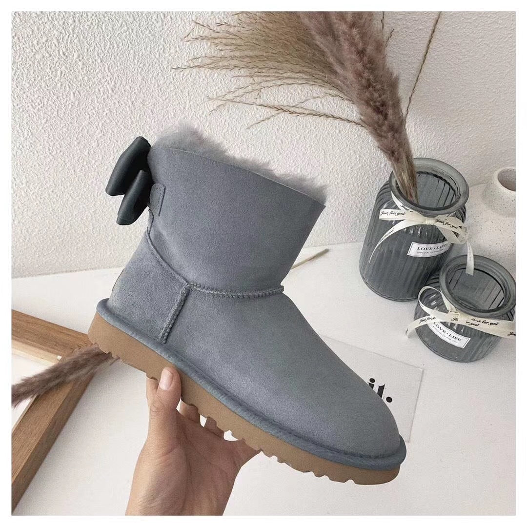 3130 Bow-Detail Ankle Boots – Gray