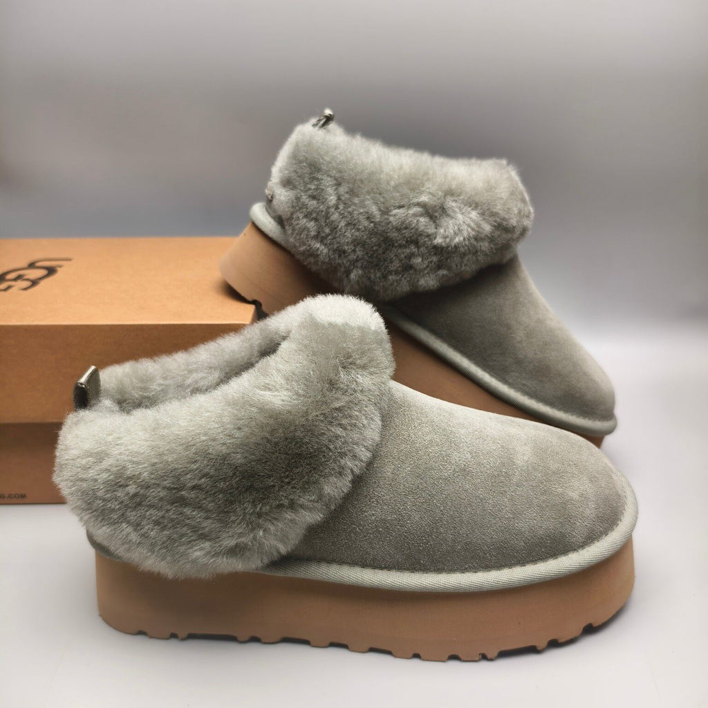 1393 Suede-Style Platform Slip-On Shoes – Green