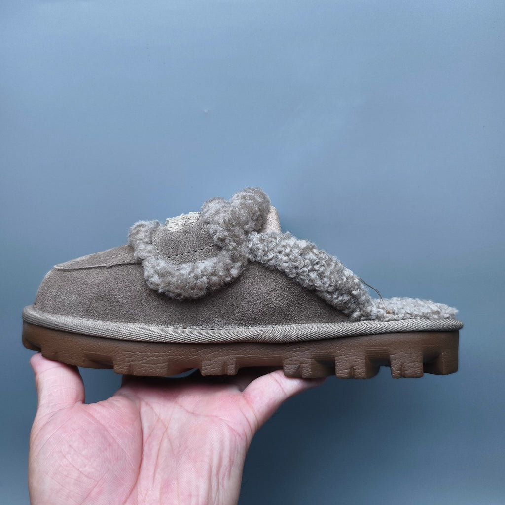 1206 Curly-Texture Logo Slippers – Antelope Brown