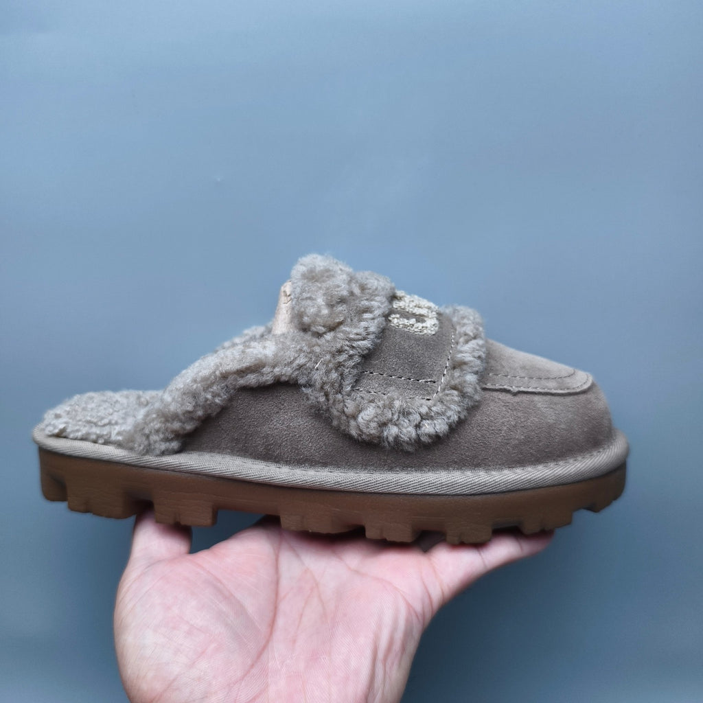 1206 Curly-Texture Logo Slippers – Antelope Brown
