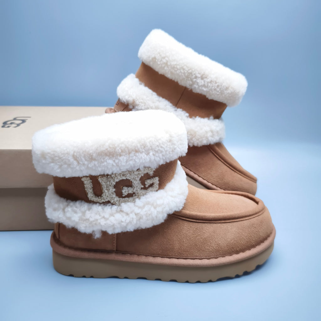 5410 Curly-Texture Large-Logo Mid-Top Boots – Chestnut