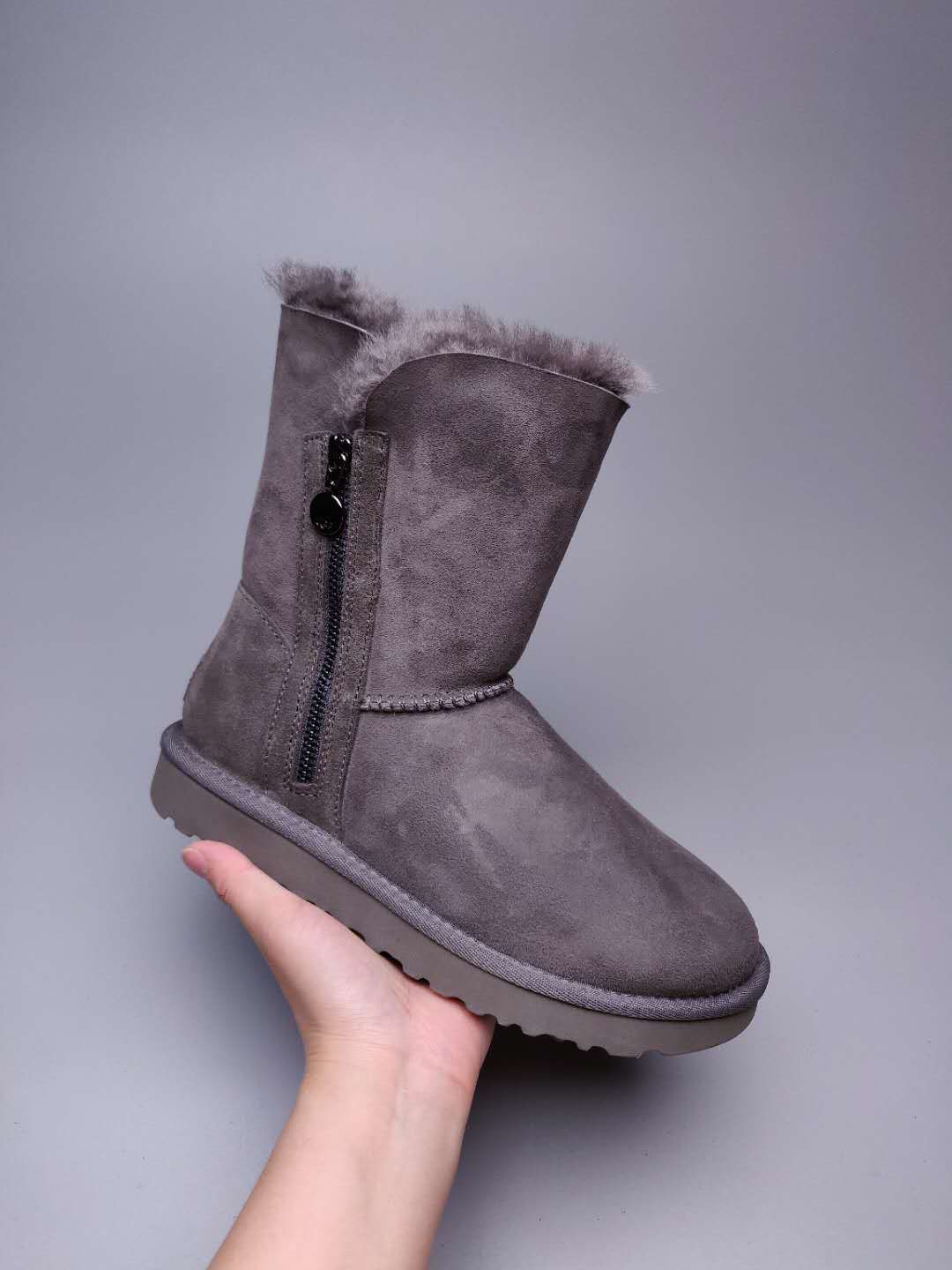 2480 Side-Zip Mid-Calf Boots – Gray
