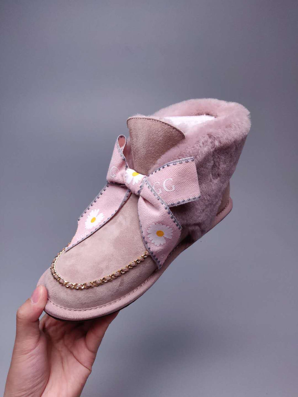 7888 Daisy Chain-and-Ribbon Detail Shoes – Dusty Pink