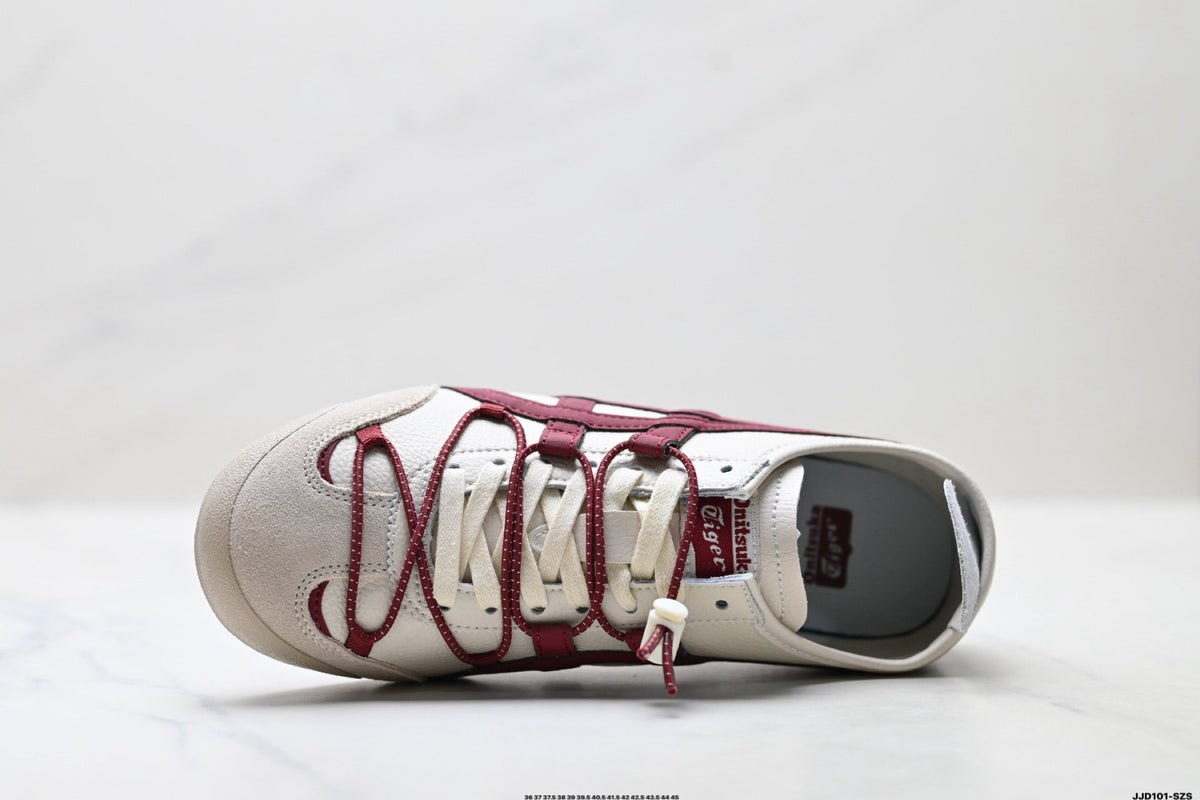 Onitsuka Tiger Retro Low Top White Burgundy Rope Lace Unisex Shoes Style 14